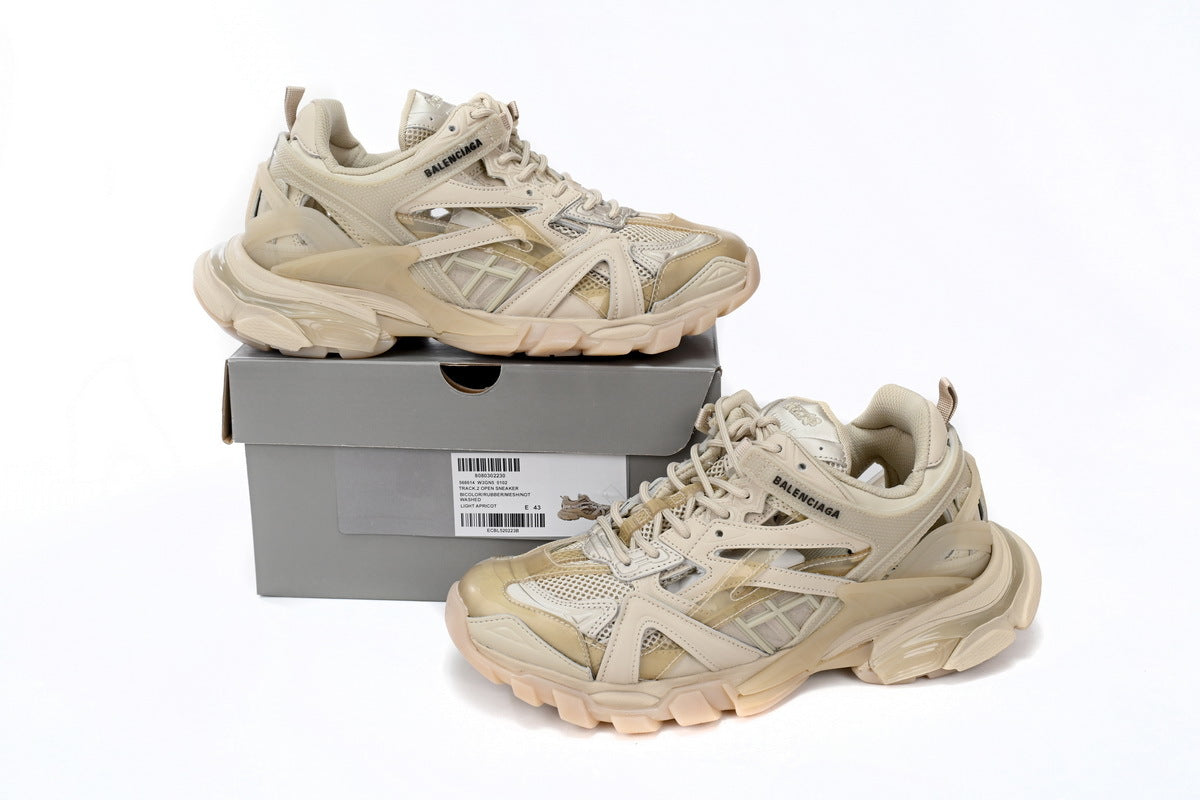 Balenciaga Track 2 Open Sneakers "Light Apricot"-retro thick sole dad shoes，Women's Shoe Sale / Men's Shoe Sale