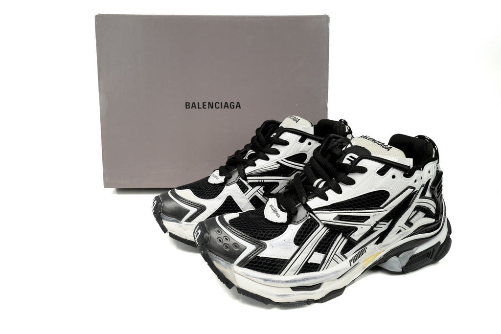 Balenciaga Runner Series Sneakers "White Black"-retro thick sole dad shoes，Women's Shoe Sale / Men's Shoe Sale