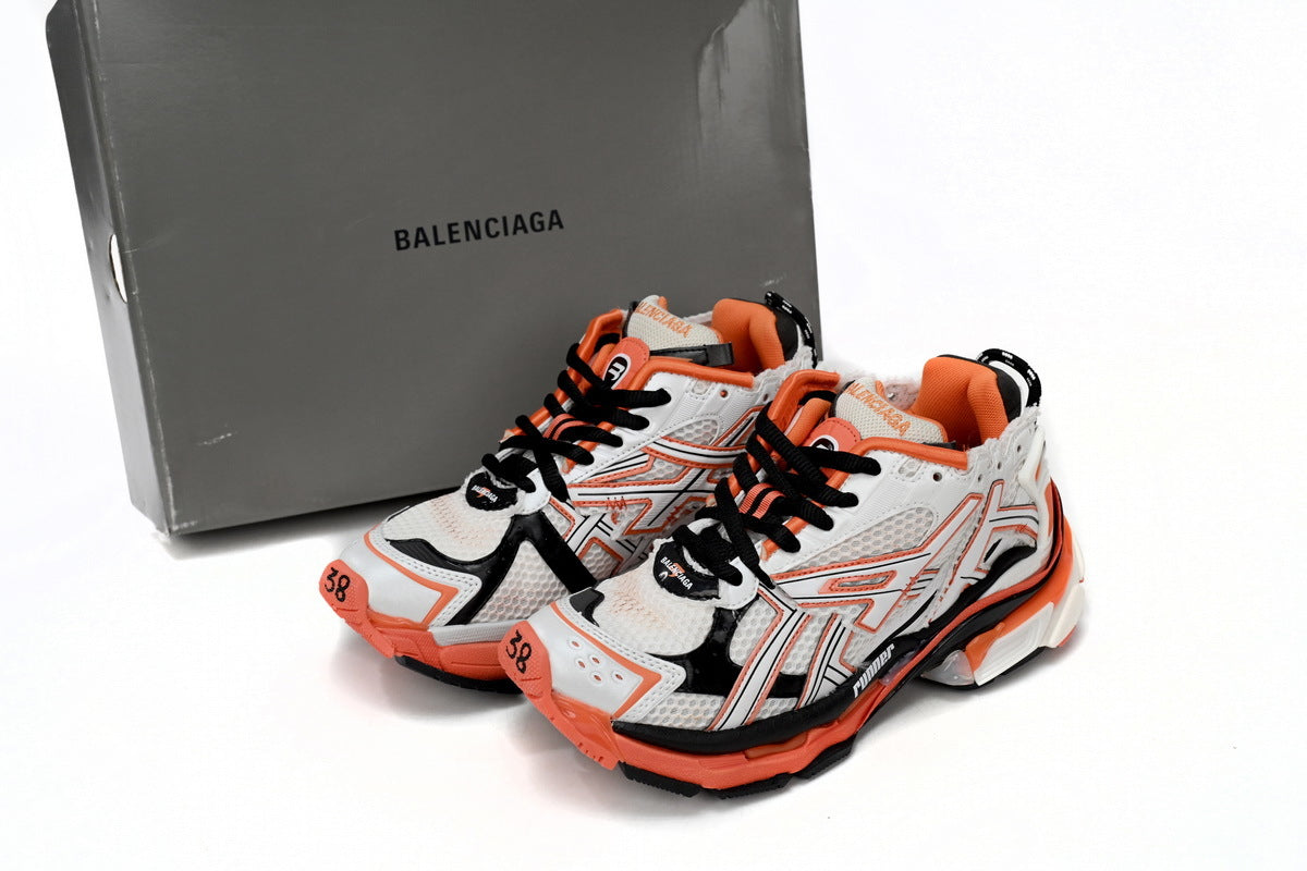 Balenciaga Runner Sneaker "White Orange Black"-retro thick sole dad shoes，Women's Shoe Sale / Men's Shoe Sale