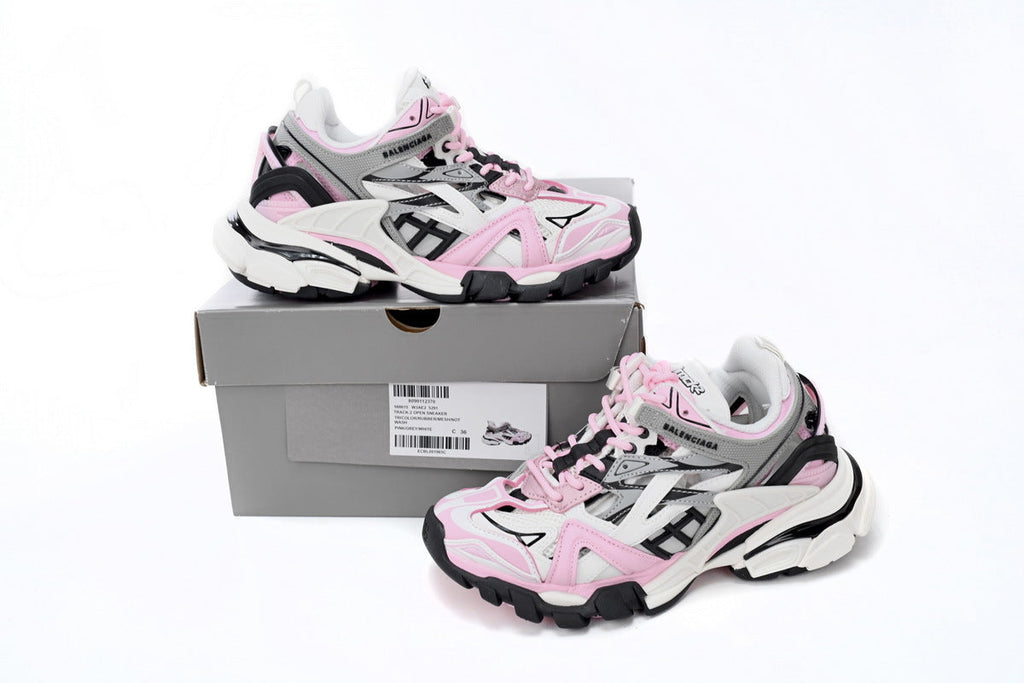 Balenciaga Track 2 Open Sneakers "Pink Grey White"-retro thick sole dad shoes，Women's Shoe Sale / Men's Shoe Sale