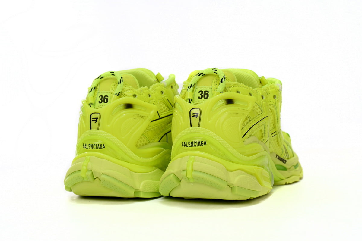 Balenciaga Runner Mid Sneakers Fluorescent Yellow Mesh Chunky Mid Top Trainer
