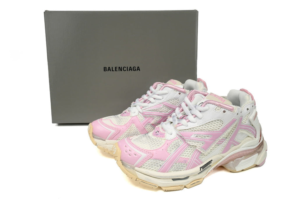Balenciaga Runner Sneaker "White Pink Beige"-retro thick sole dad shoes，Women's Shoe Sale / Men's Shoe Sale