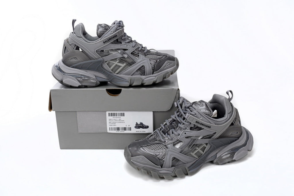 Balenciaga Track 2 Open Sneakers "Dark Grey"-retro thick sole dad shoes，Women's Shoe Sale / Men's Shoe Sale
