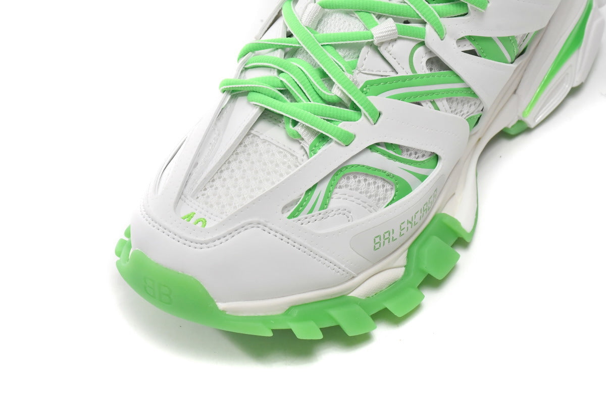 Balenciaga Track Sneakers "White Green Glow"-retro thick sole dad shoes，Women's Shoe Sale / Men's Shoe Sale