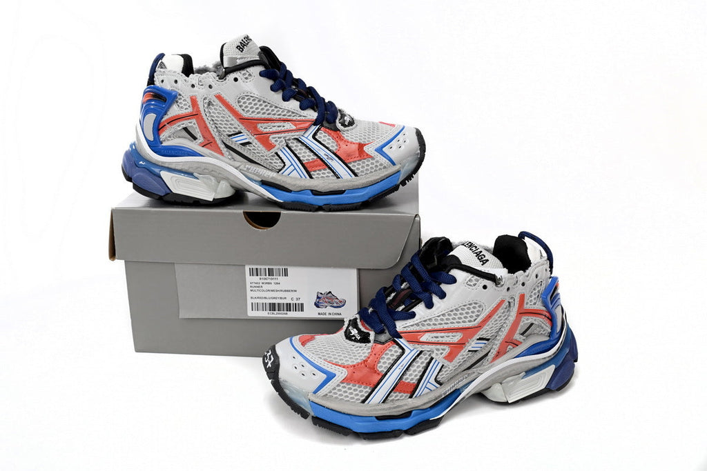 Balenciaga Runner Sneakers "White Red Blue"-retro thick sole dad shoes，Women's Shoe Sale / Men's Shoe Sale
