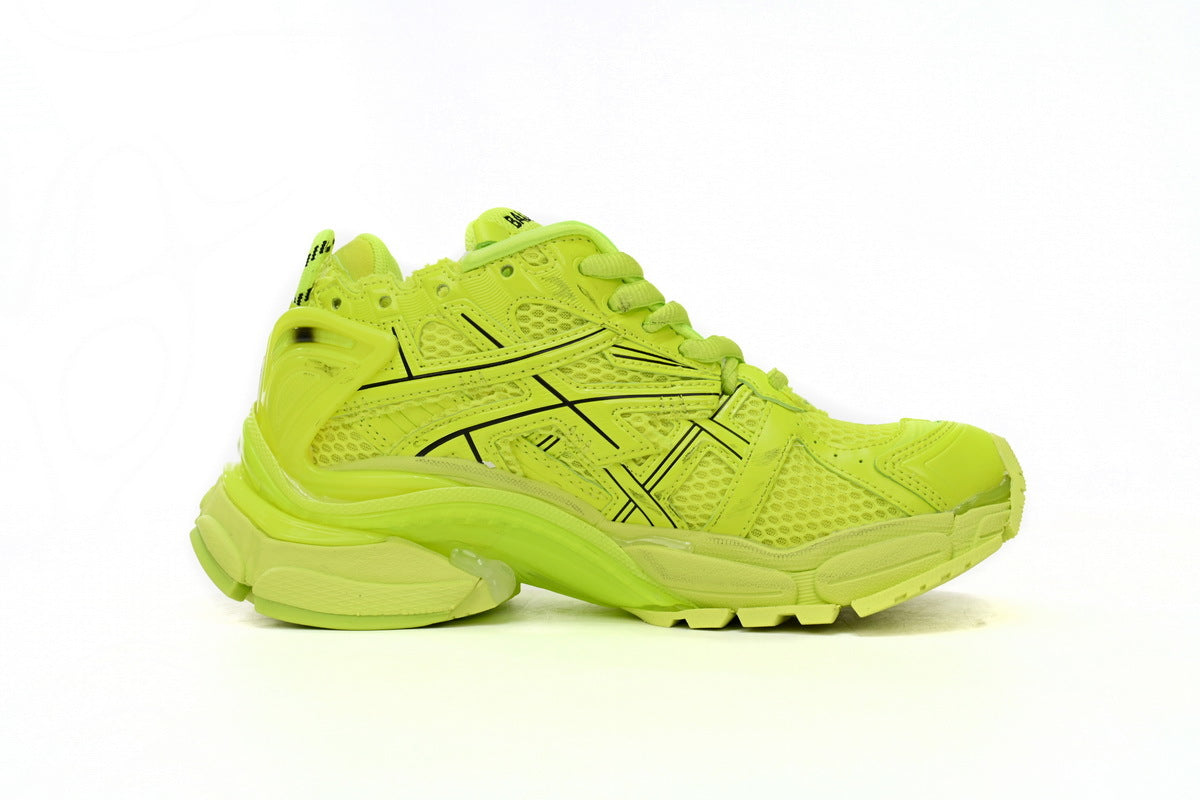 Balenciaga Runner Mid Sneakers Fluorescent Yellow Mesh Chunky Mid Top Trainer
