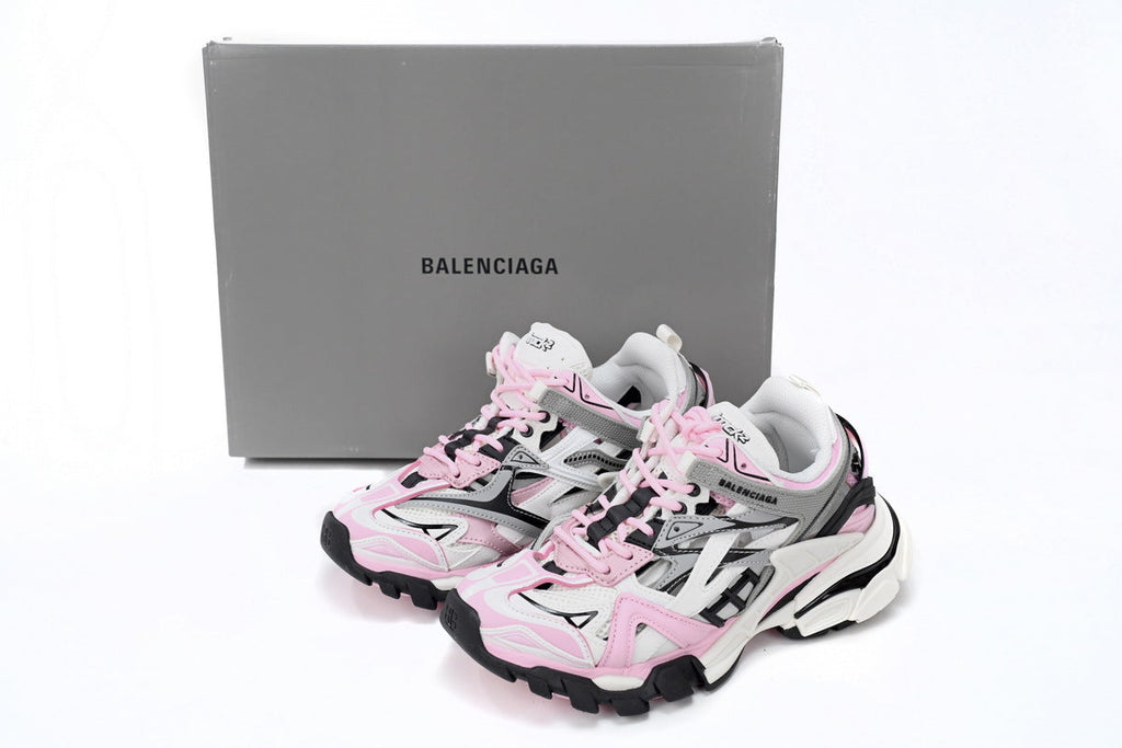 Balenciaga Track 2 Open Sneakers "Pink Grey White"-retro thick sole dad shoes，Women's Shoe Sale / Men's Shoe Sale