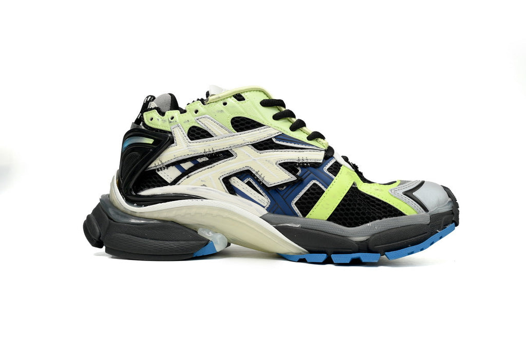 Balenciaga Runner Series Sneakers "Black Fluorescent Green Blue"-retro thick sole dad shoes，Women's Shoe Sale / Men's Shoe Sale