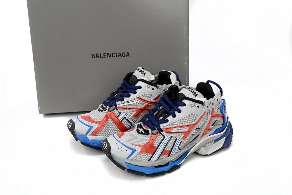 Balenciaga Runner Sneakers "White Red Blue"-retro thick sole dad shoes，Women's Shoe Sale / Men's Shoe Sale