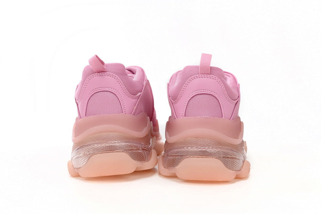 Balenciaga Triple S Sneakers "Pink Clear Sole"-retro thick sole dad shoes，Women's Shoe Sale / Men's Shoe Sale