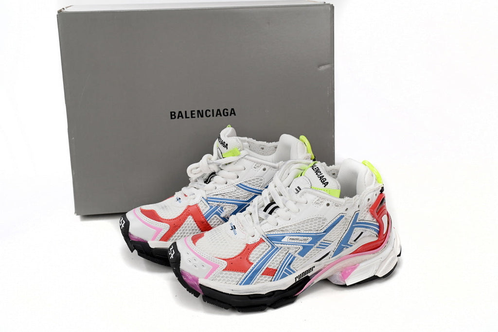 Balenciaga Runner Sneakers "White Red Blue Pink"-retro thick sole dad shoes，Women's Shoe Sale / Men's Shoe Sale