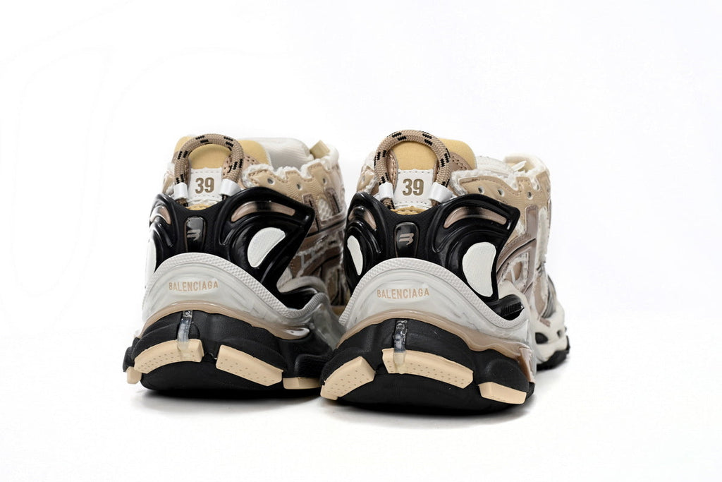 Balenciaga Runner Mid Sneakers Beige Cream Mesh "Beige Cream" Chunky Mid Top Trainer