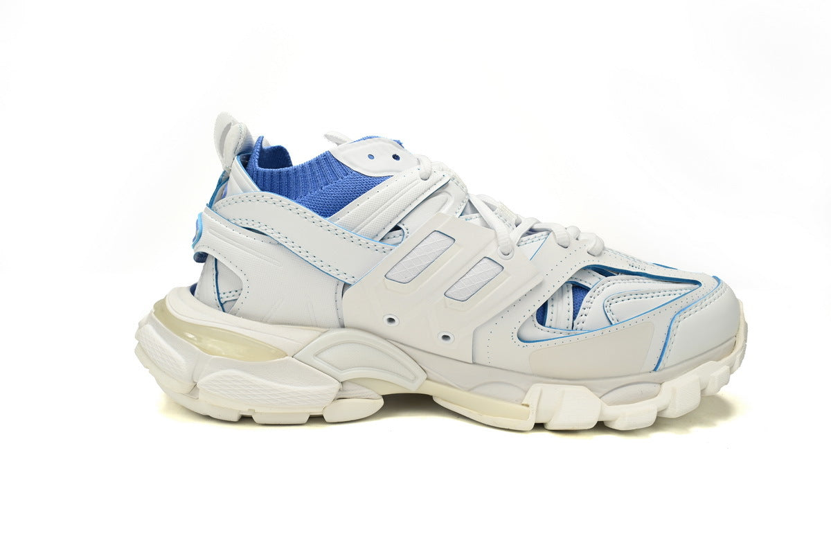 Balenciaga Track Sock Sneakers "White Blue"-retro thick sole dad shoes，Women's Shoe Sale / Men's Shoe Sale