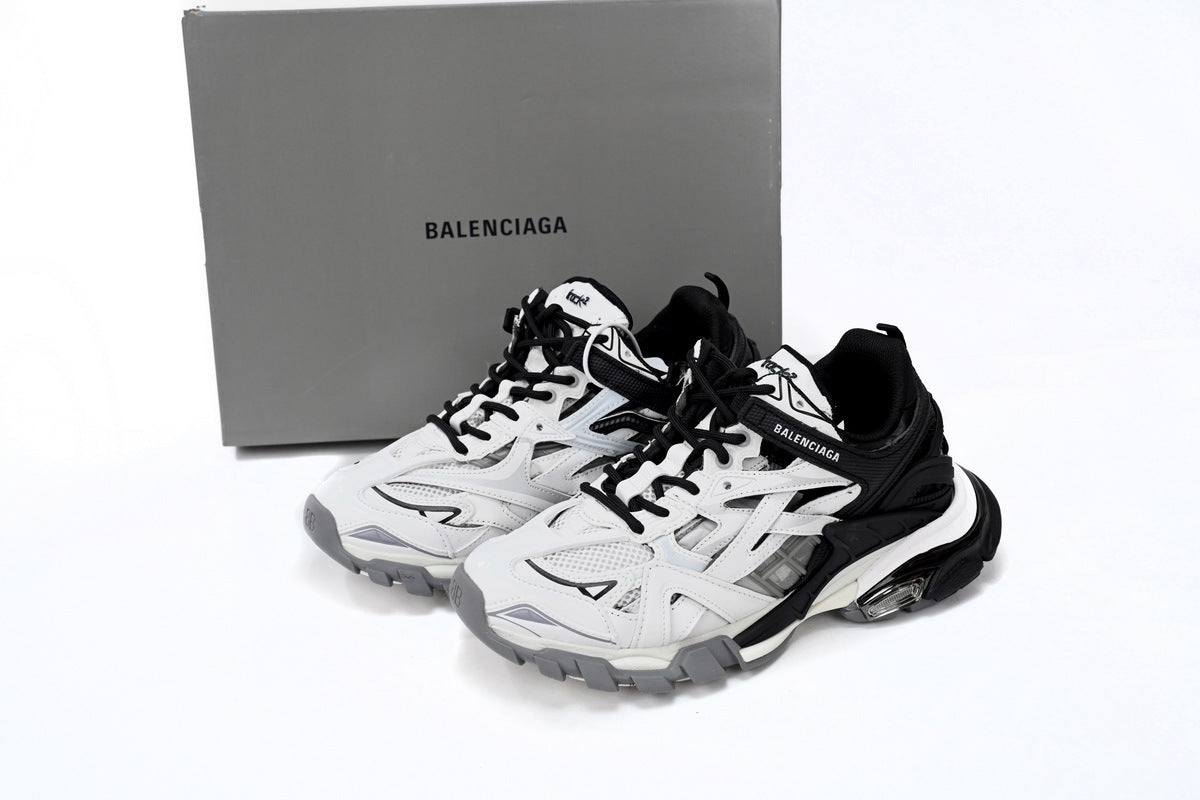 Balenciaga Track 2 Open Sneakers "Black White"-retro thick sole dad shoes，Women's Shoe Sale / Men's Shoe Sale