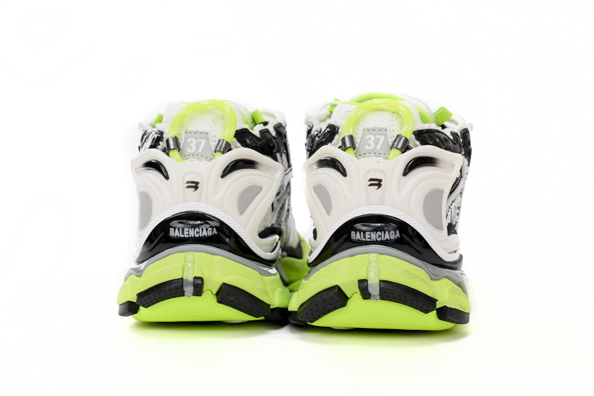 Balenciaga Runner Series Sneakers "White Fluorescent Green"-retro thick sole dad shoes，Women's Shoe Sale / Men's Shoe Sale