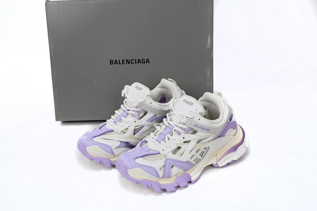 Balenciaga Track 2 Open Sneakers "White Lilac Purple"-retro thick sole dad shoes，Women's Shoe Sale / Men's Shoe Sale