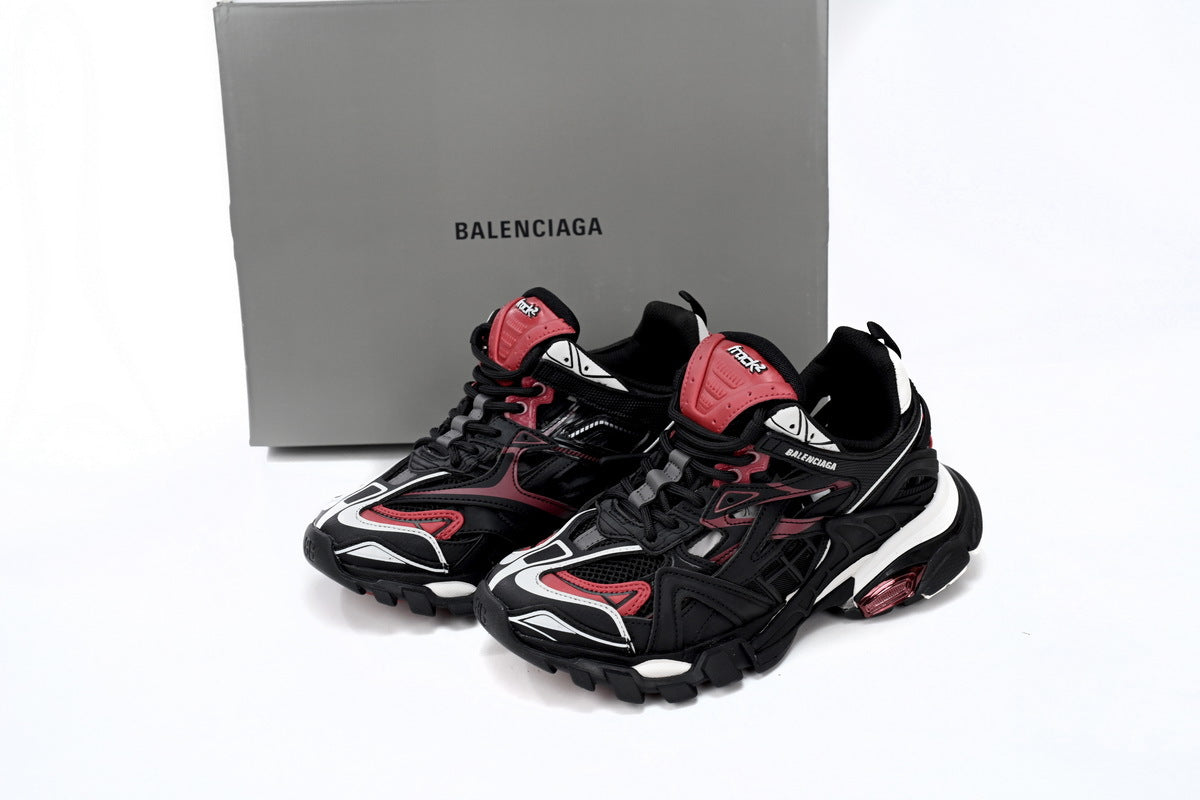 Balenciaga Track 2 Open Sneakers "Black Red White"-retro thick sole dad shoes，Women's Shoe Sale / Men's Shoe Sale