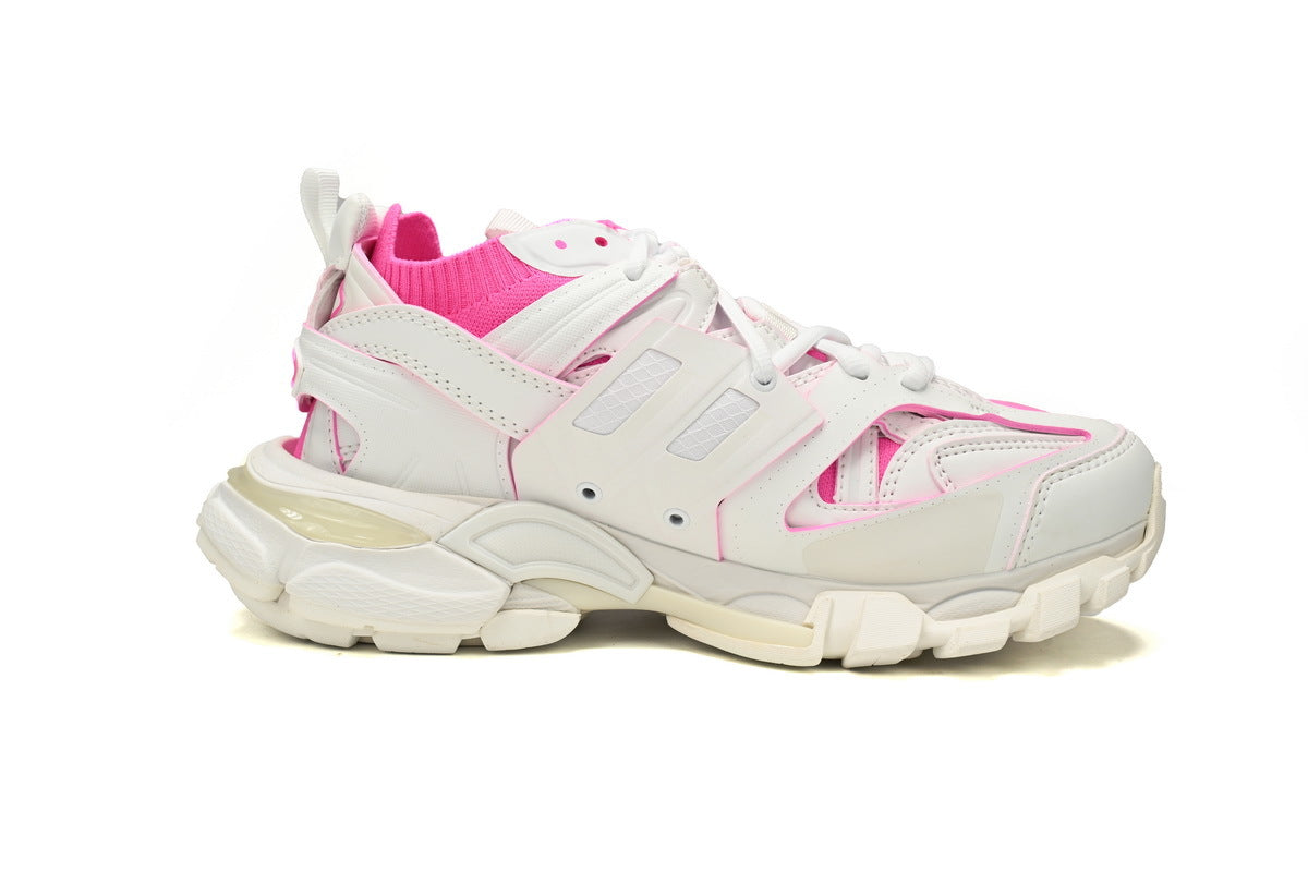 Balenciaga Track Sock Sneakers "White Fluorescent Pink"-retro thick sole dad shoes，Women's Shoe Sale / Men's Shoe Sale