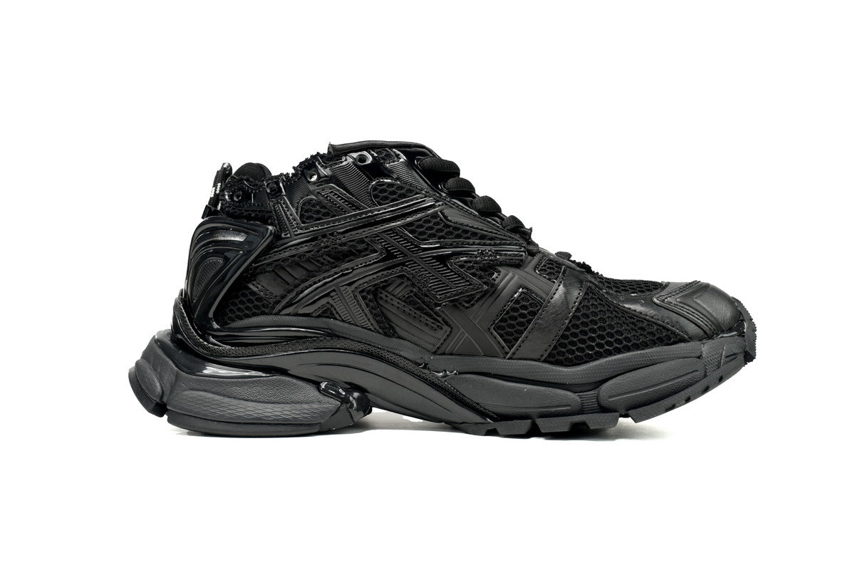 Balenciaga Runner Mid Sneakers Black Mesh Shiny Chunky Mid Top Trainer