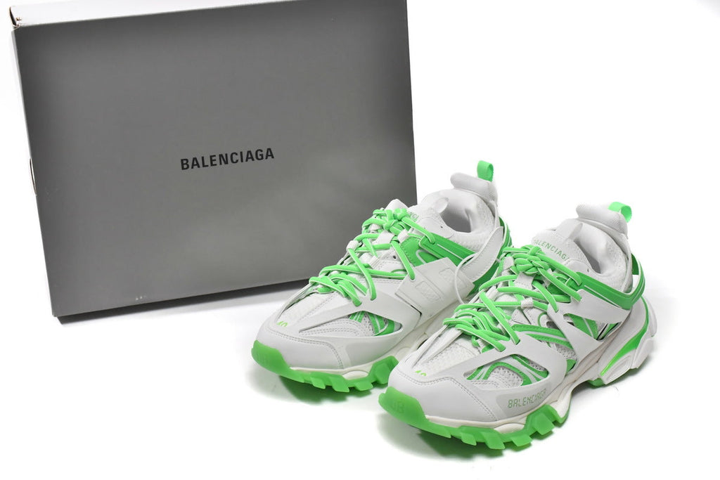 Balenciaga Track Sneakers "White Green Glow"-retro thick sole dad shoes，Women's Shoe Sale / Men's Shoe Sale