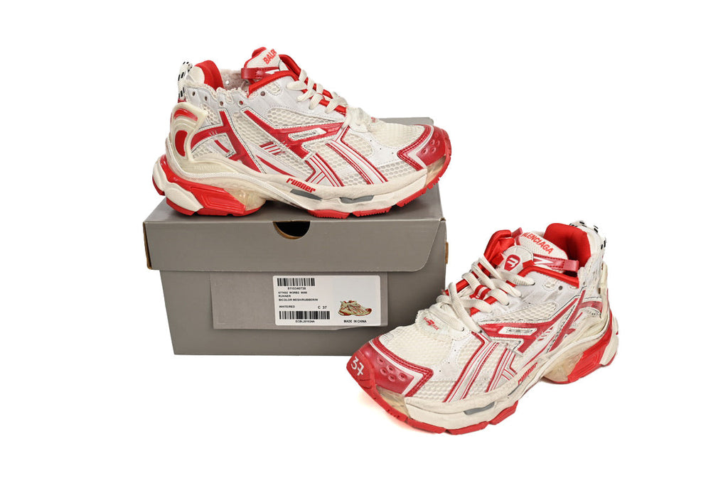 Balenciaga Runner Sneaker "White Red"-retro thick sole dad shoes，Women's Shoe Sale / Men's Shoe Sale