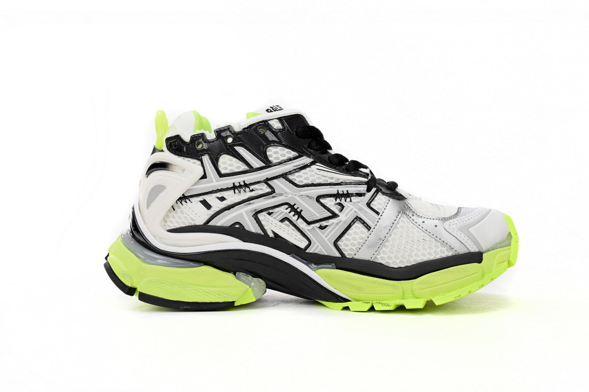 Balenciaga Runner Series Sneakers "White Fluorescent Green"-retro thick sole dad shoes，Women's Shoe Sale / Men's Shoe Sale