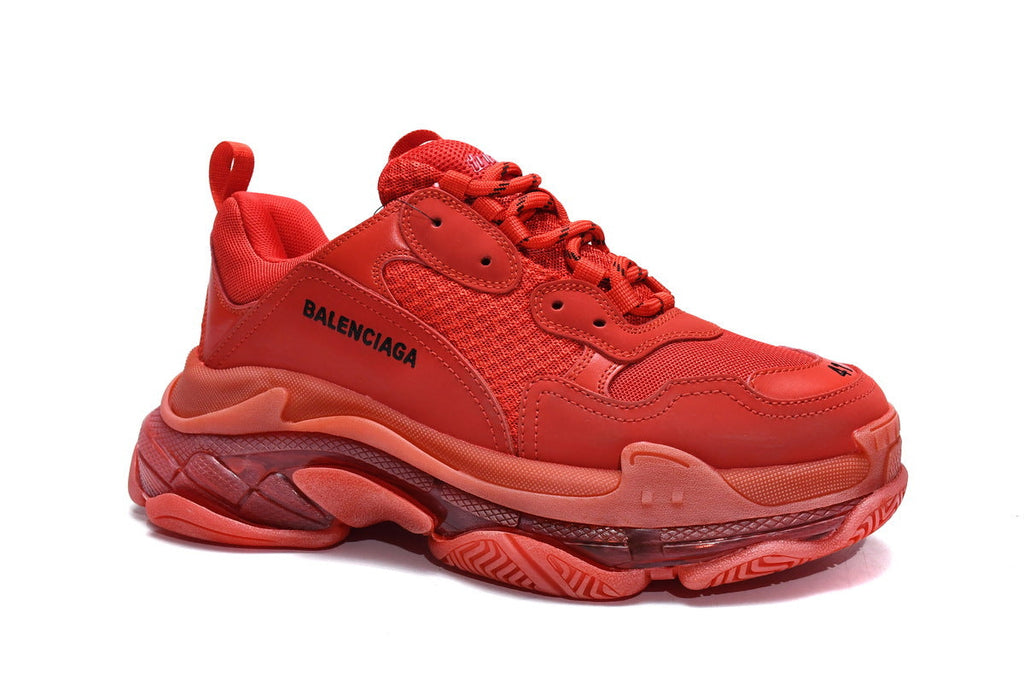 Balenciaga Triple S Sneakers "Red"-retro thick sole dad shoes，Women's Shoe Sale / Men's Shoe Sale