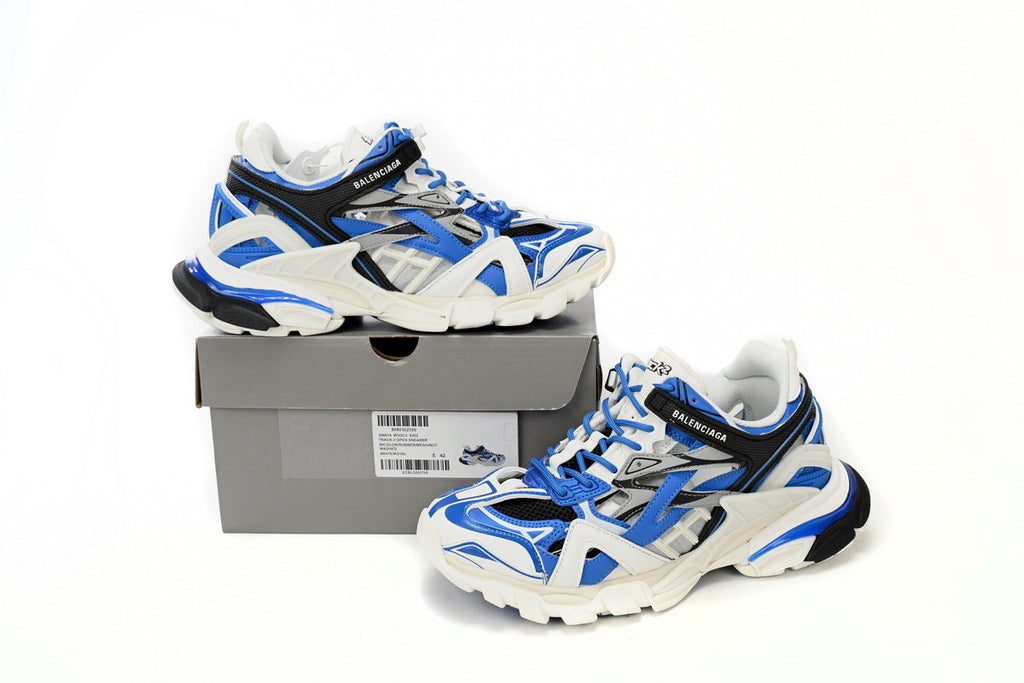 Balenciaga Track 2 Open Sneakers "White Blue Black"-retro thick sole dad shoes，Women's Shoe Sale / Men's Shoe Sale