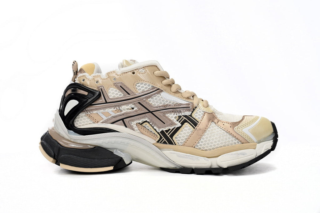 Balenciaga Runner Mid Sneakers Beige Cream Mesh "Beige Cream" Chunky Mid Top Trainer