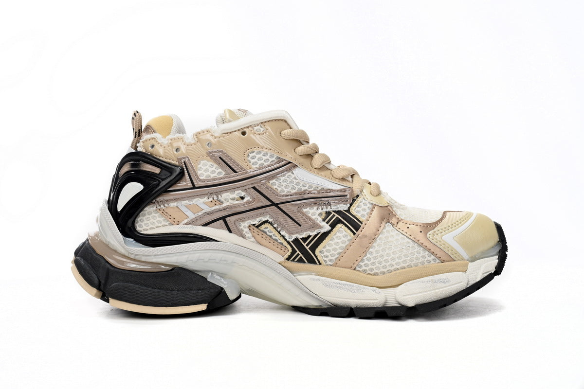 Balenciaga Runner Mid Sneakers Beige Cream Mesh "Beige Cream" Chunky Mid Top Trainer