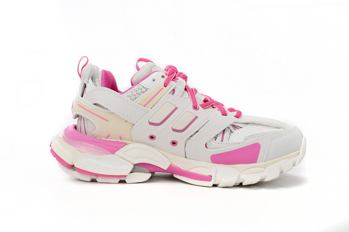Balenciaga Track Sneakers "White Rose Red"-retro thick sole dad shoes，Women's Shoe Sale / Men's Shoe Sale