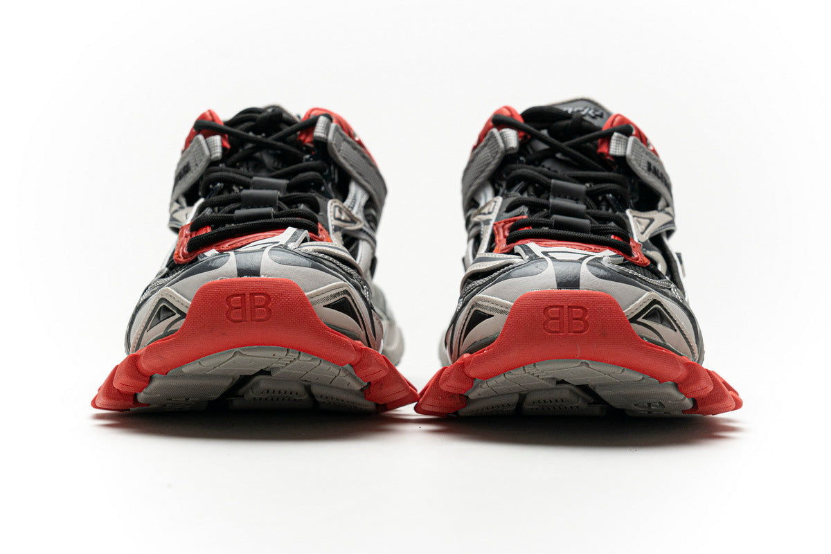 Balenciaga Track 2 Open Sneakers "Grayish Red"-retro thick sole dad shoes，Women's Shoe Sale / Men's Shoe Sale
