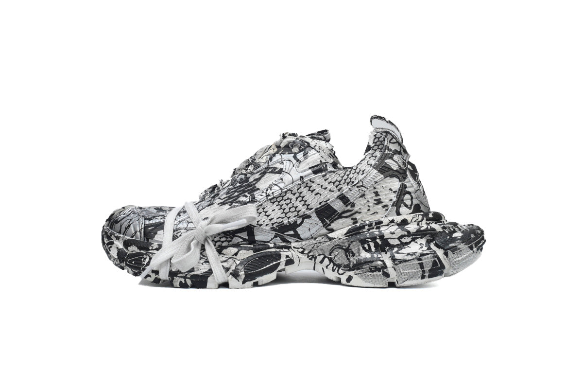 Balenciaga 3XL Sneaker "White Black Graffiti"-retro thick sole dad shoes，Women's Shoe Sale / Men's Shoe Sale