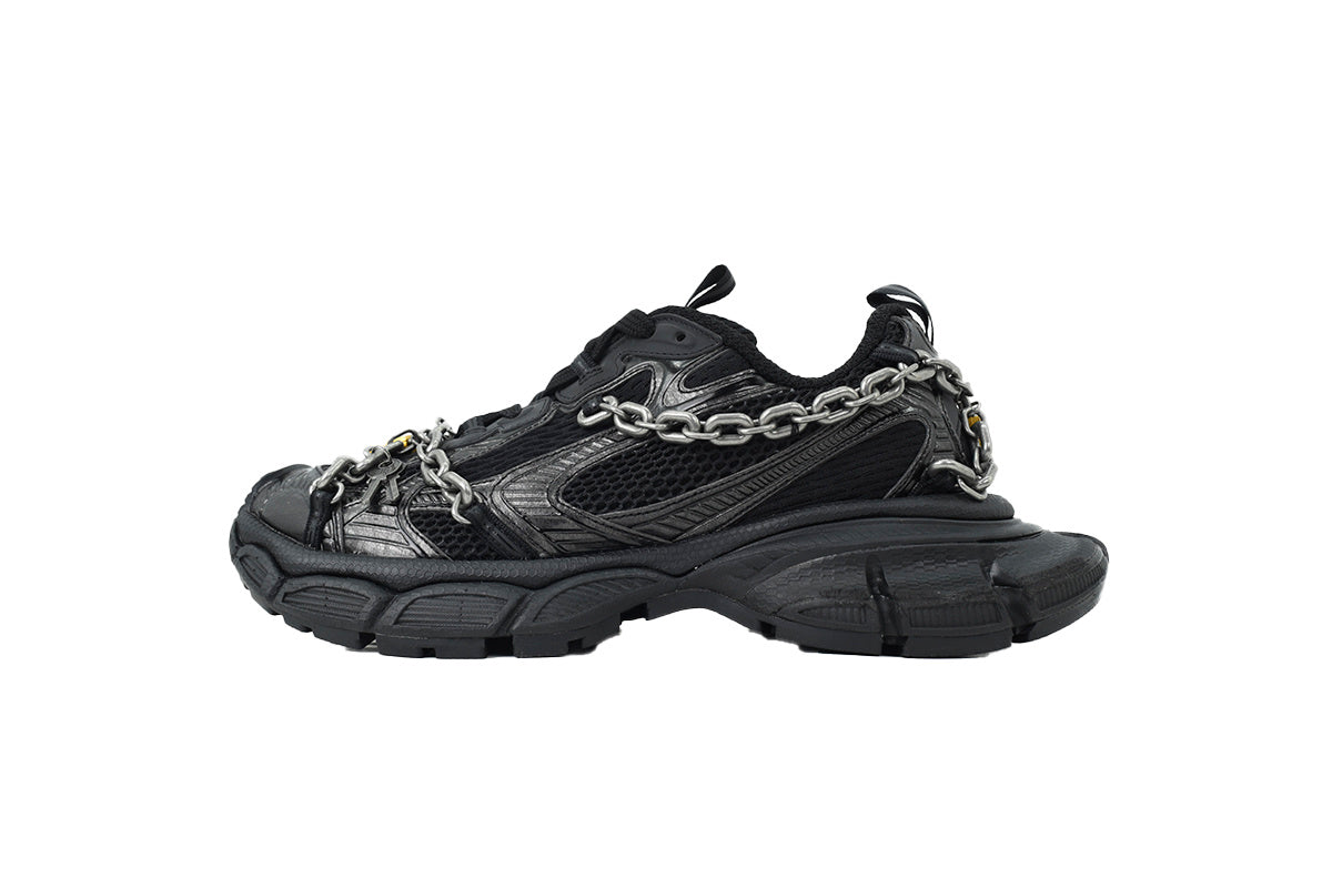 Balenciaga 3XL Chain Sneakers All Black "Black" Distressed Mesh Chunky Dad Shoes
