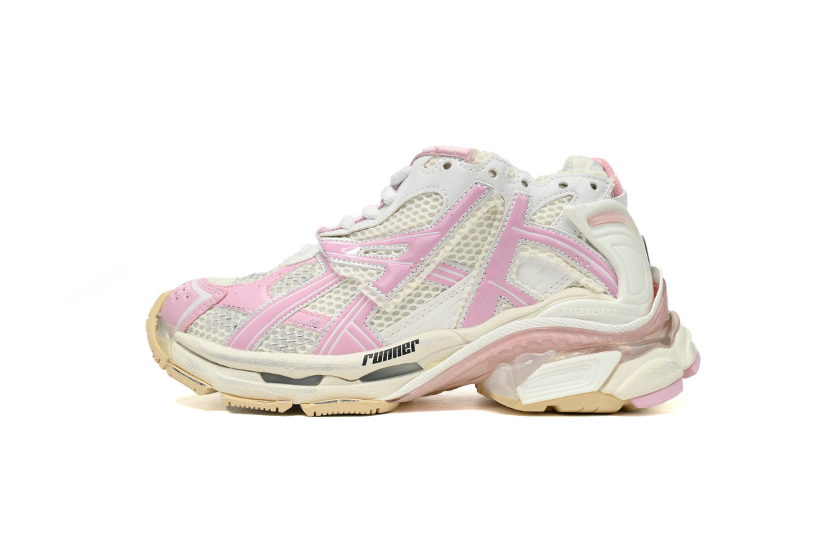 Balenciaga Runner Sneaker "White Pink Beige"-retro thick sole dad shoes，Women's Shoe Sale / Men's Shoe Sale