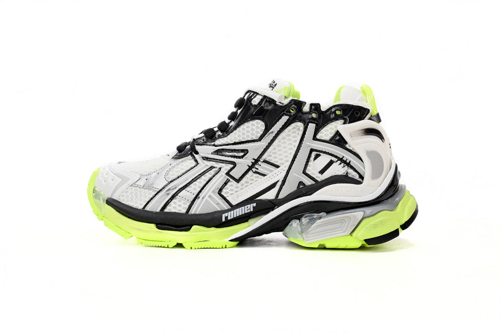 Balenciaga Runner Series Sneakers "White Fluorescent Green"-retro thick sole dad shoes，Women's Shoe Sale / Men's Shoe Sale