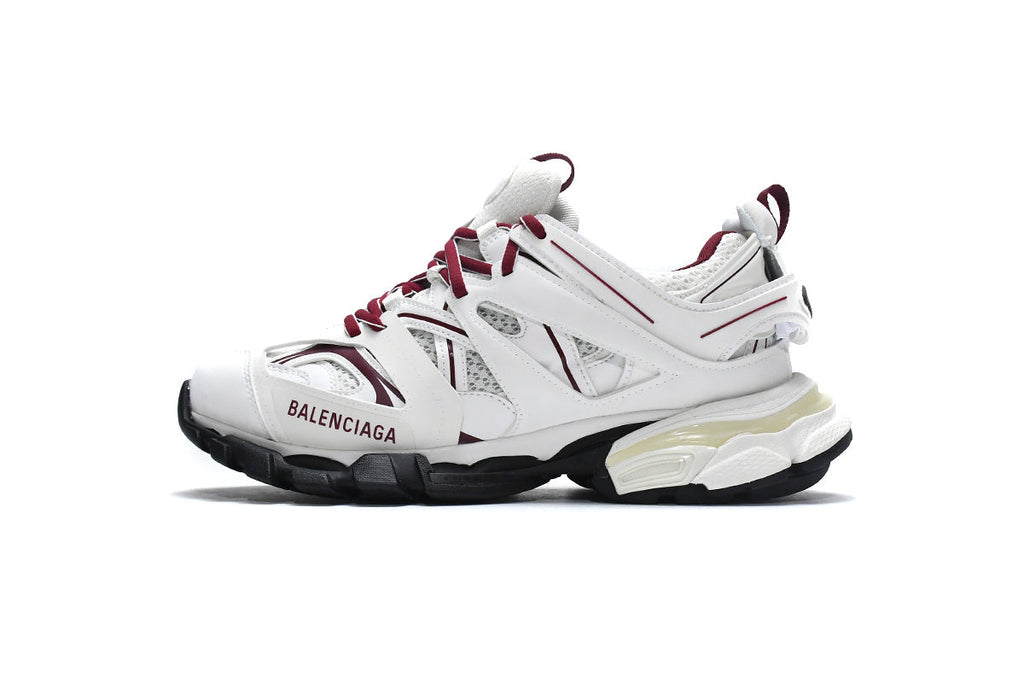 Balenciaga Track Sneakers "White Burgundy"-retro thick sole dad shoes，Women's Shoe Sale / Men's Shoe Sale
