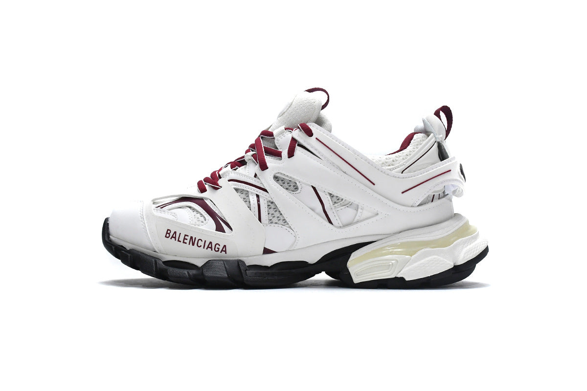 Balenciaga Track Sneakers "White Burgundy"-retro thick sole dad shoes，Women's Shoe Sale / Men's Shoe Sale