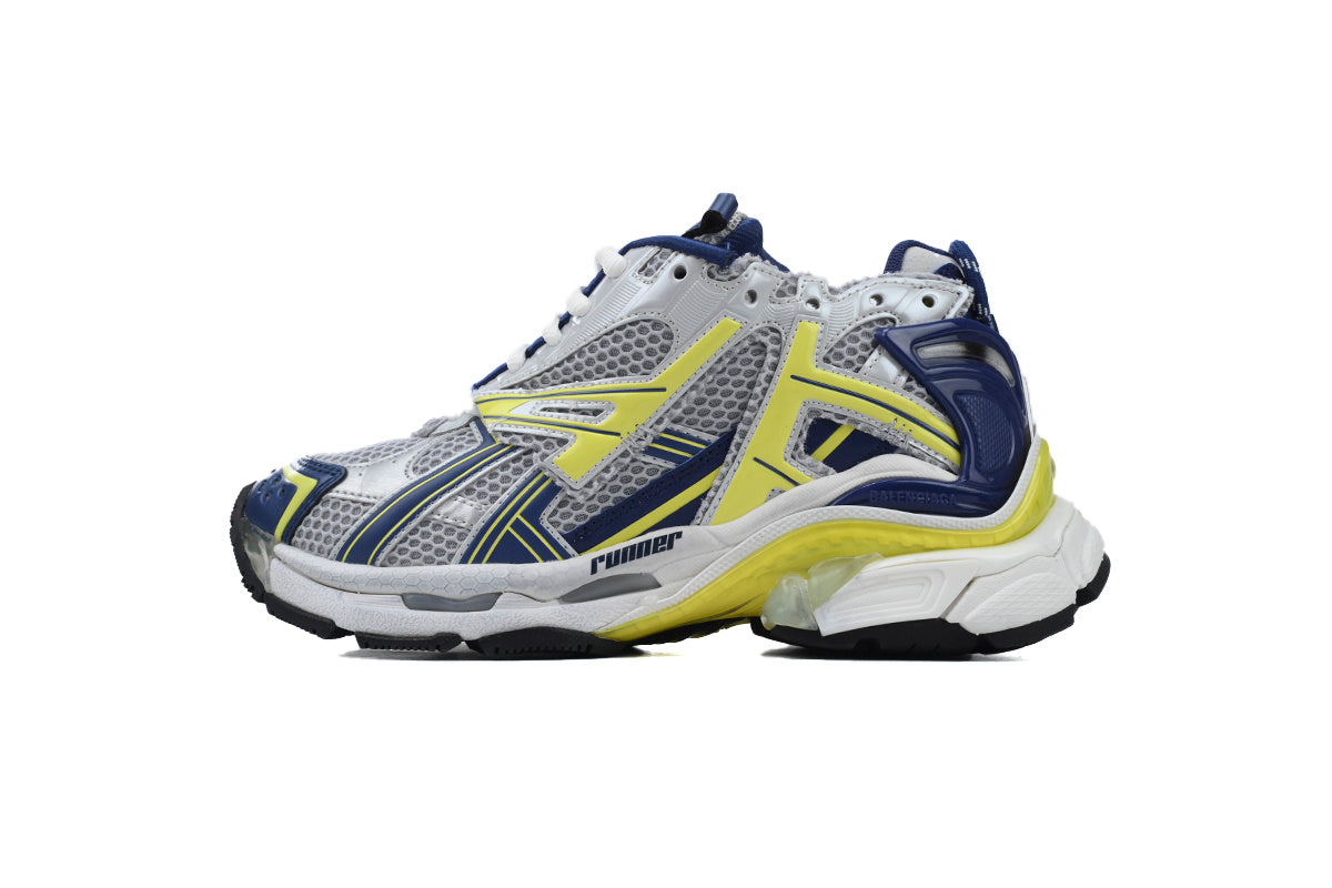 Balenciaga Runner Sneakers "Grey Blue Yellow"-retro thick sole dad shoes，Women's Shoe Sale / Men's Shoe Sale