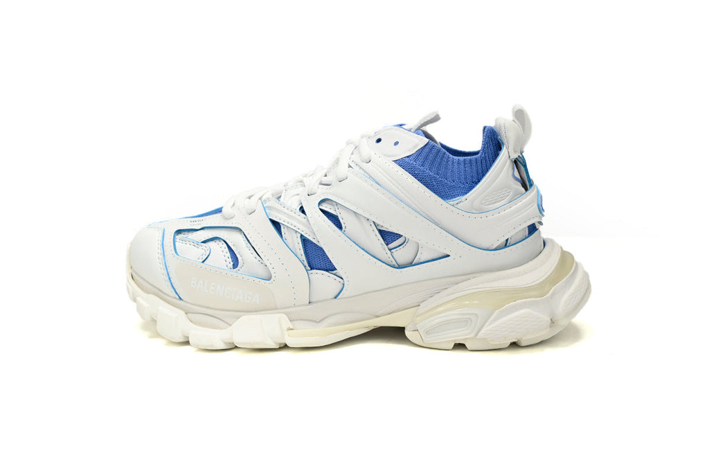 Balenciaga Track Sock Sneakers "White Blue"-retro thick sole dad shoes，Women's Shoe Sale / Men's Shoe Sale