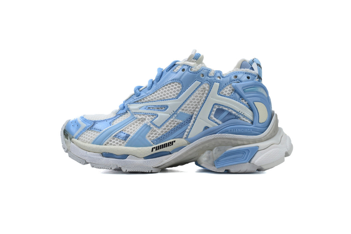 Balenciaga Runner Sneakers "White Light Blue"-retro thick sole dad shoes，Women's Shoe Sale / Men's Shoe Sale