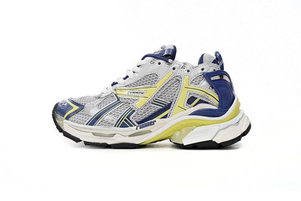 Balenciaga Runner Sneaker "Grey Blue Yellow"-retro thick sole dad shoes，Women's Shoe Sale / Men's Shoe Sale
