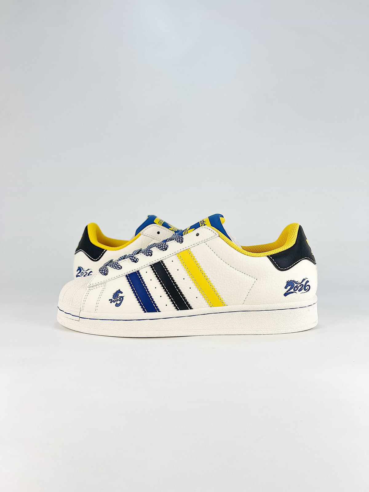 Adidas Originals Superstar Year of the Horse "Off White Yellow Blue Black"-Classic sneakers，Adidas Women's Shoe Sale / Men's Shoe Sale