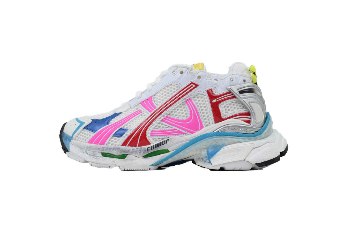 Balenciaga Runner Sneakers "White Red Blue Pink"-retro thick sole dad shoes，Women's Shoe Sale / Men's Shoe Sale