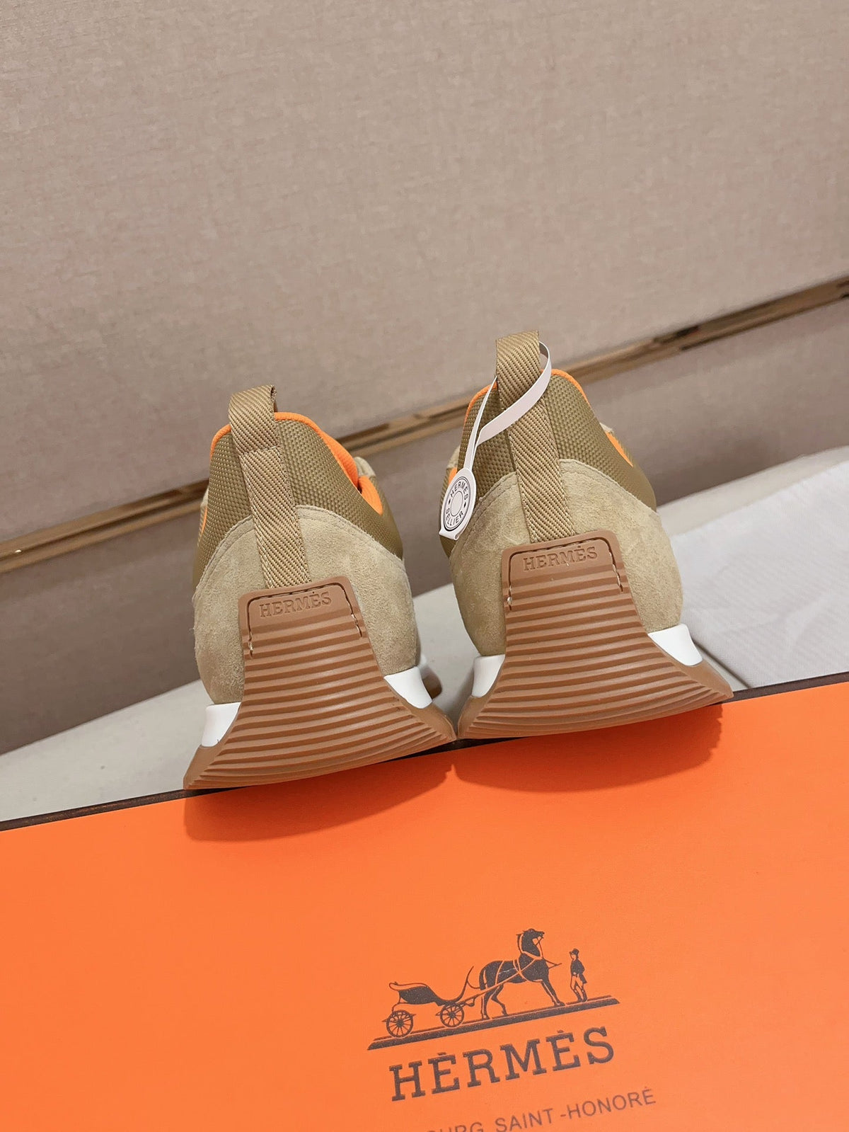 Hermès Trail Sneaker "Beige" Suede Mesh Men Outdoor Sneakers