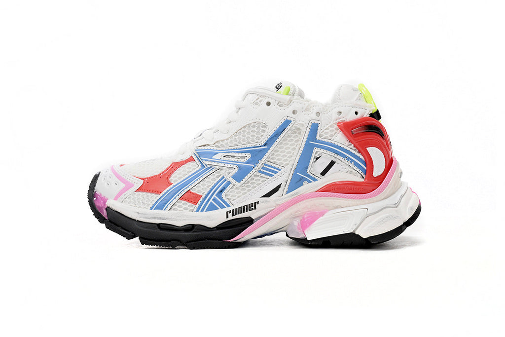 Balenciaga Runner Sneakers "White Red Blue Pink"-retro thick sole dad shoes，Women's Shoe Sale / Men's Shoe Sale