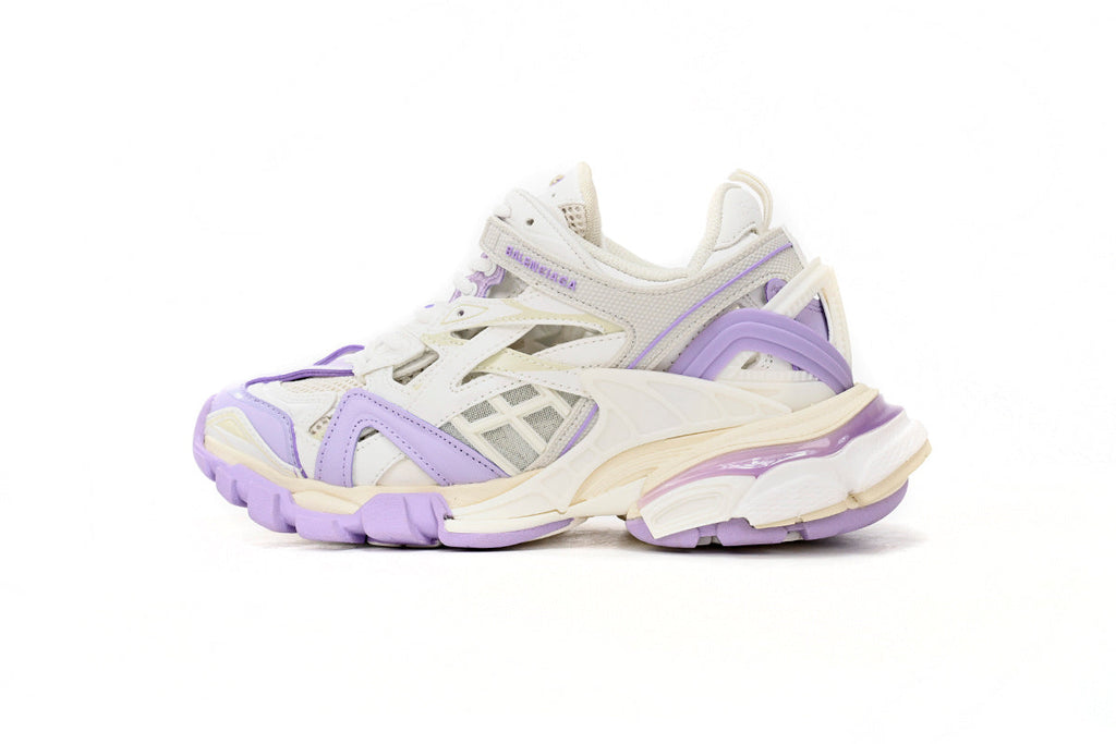 Balenciaga Track 2 Open Sneakers "White Lilac Purple"-retro thick sole dad shoes，Women's Shoe Sale / Men's Shoe Sale