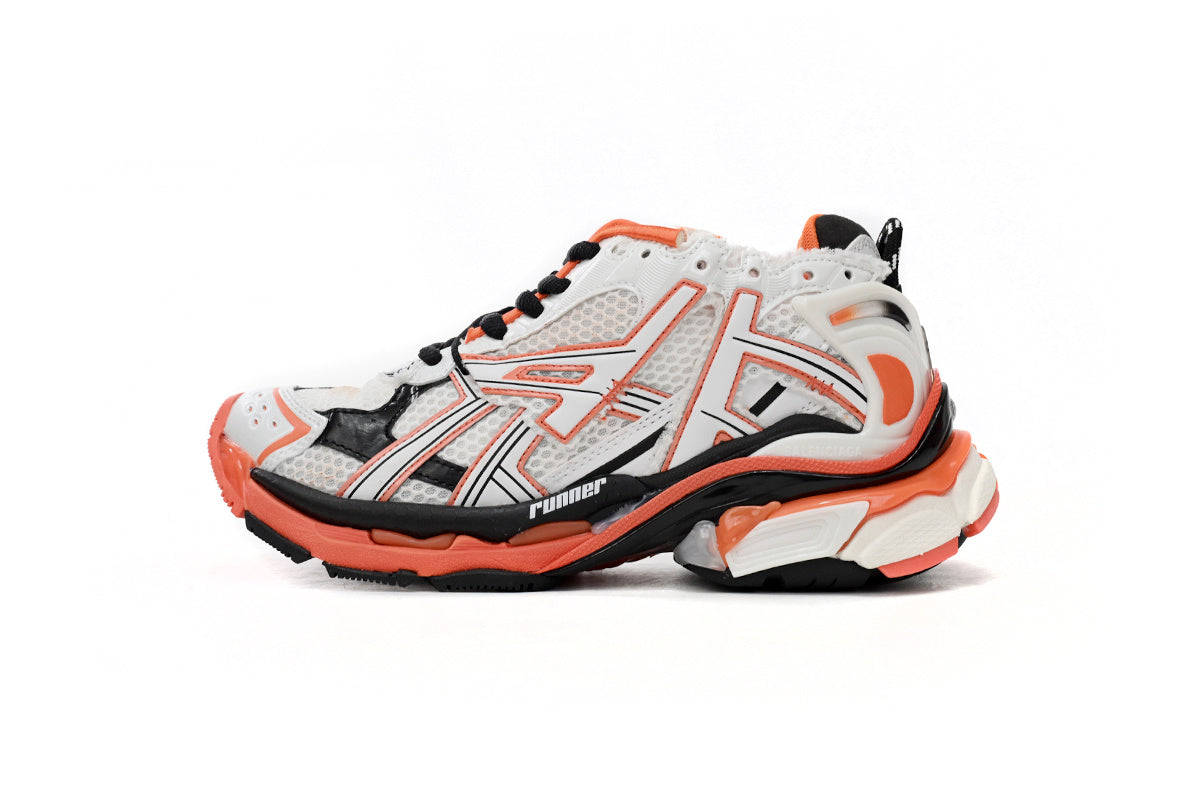 Balenciaga Runner Sneaker "White Orange Black"-retro thick sole dad shoes，Women's Shoe Sale / Men's Shoe Sale