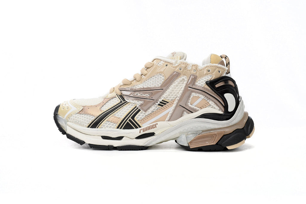 Balenciaga Runner Mid Sneakers Beige Cream Mesh "Beige Cream" Chunky Mid Top Trainer