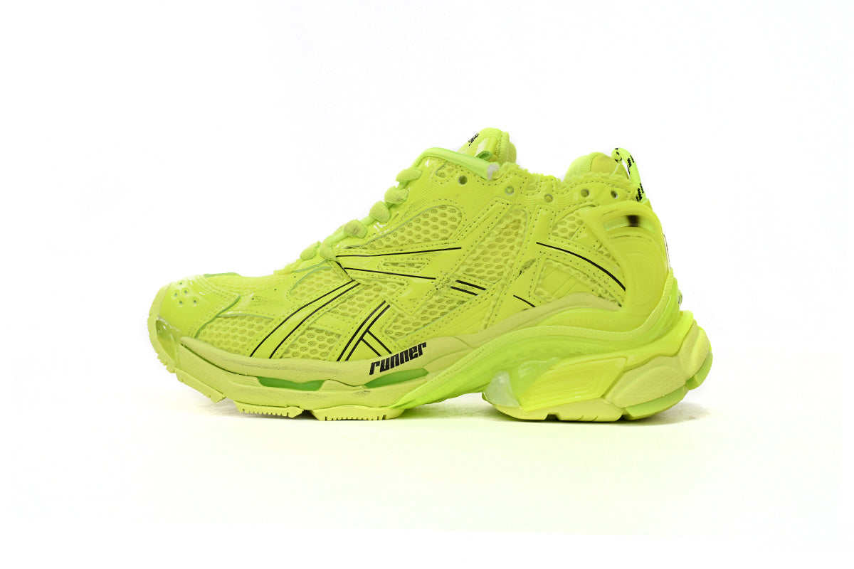 Balenciaga Runner Mid Sneakers Fluorescent Yellow Mesh Chunky Mid Top Trainer